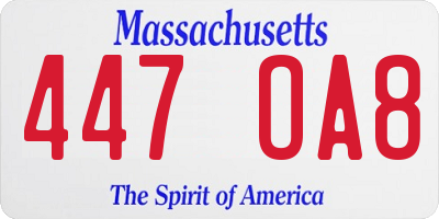 MA license plate 447OA8