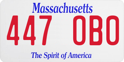 MA license plate 447OB0