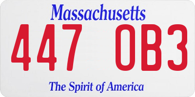 MA license plate 447OB3