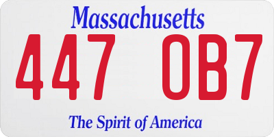 MA license plate 447OB7