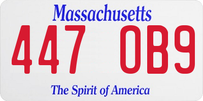 MA license plate 447OB9