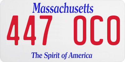 MA license plate 447OC0