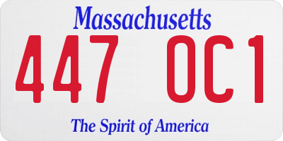 MA license plate 447OC1