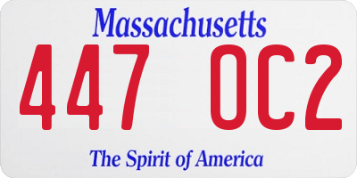 MA license plate 447OC2