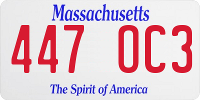MA license plate 447OC3