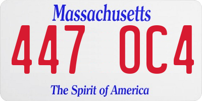 MA license plate 447OC4