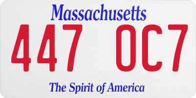MA license plate 447OC7