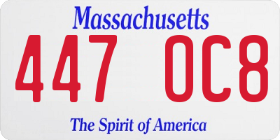 MA license plate 447OC8