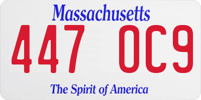 MA license plate 447OC9