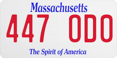 MA license plate 447OD0