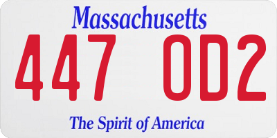 MA license plate 447OD2