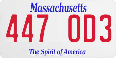 MA license plate 447OD3