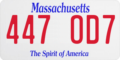 MA license plate 447OD7