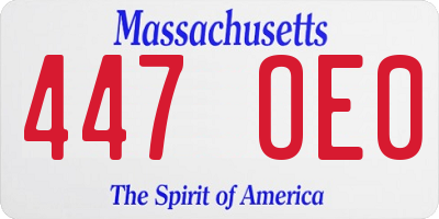 MA license plate 447OE0