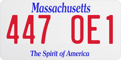 MA license plate 447OE1