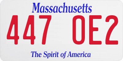 MA license plate 447OE2