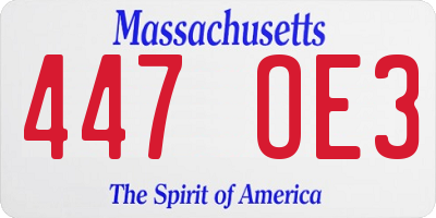 MA license plate 447OE3