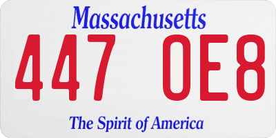 MA license plate 447OE8