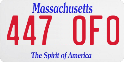 MA license plate 447OF0