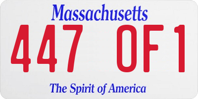 MA license plate 447OF1