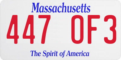 MA license plate 447OF3