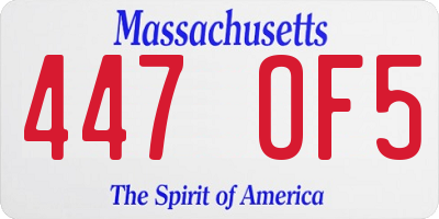 MA license plate 447OF5