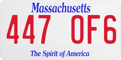 MA license plate 447OF6