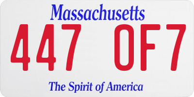 MA license plate 447OF7