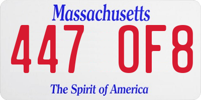 MA license plate 447OF8
