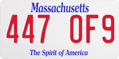MA license plate 447OF9