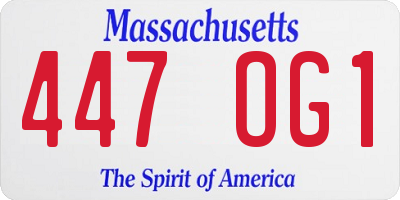 MA license plate 447OG1