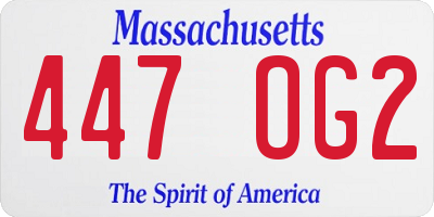 MA license plate 447OG2