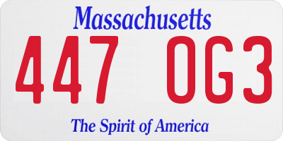 MA license plate 447OG3