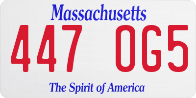 MA license plate 447OG5