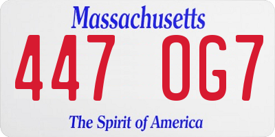 MA license plate 447OG7