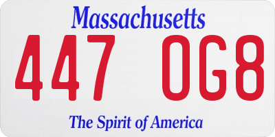 MA license plate 447OG8