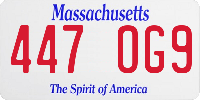 MA license plate 447OG9