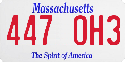 MA license plate 447OH3