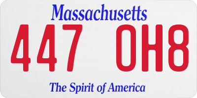MA license plate 447OH8