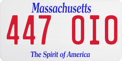 MA license plate 447OI0