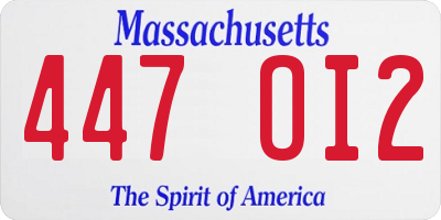 MA license plate 447OI2