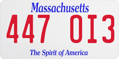 MA license plate 447OI3