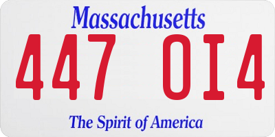 MA license plate 447OI4