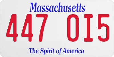 MA license plate 447OI5