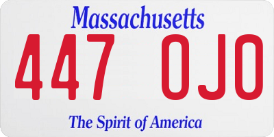 MA license plate 447OJ0