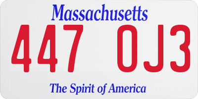 MA license plate 447OJ3