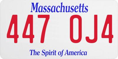 MA license plate 447OJ4