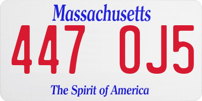 MA license plate 447OJ5