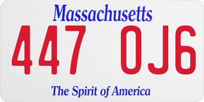MA license plate 447OJ6