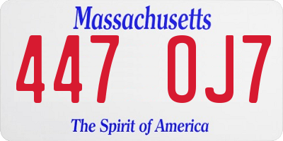 MA license plate 447OJ7